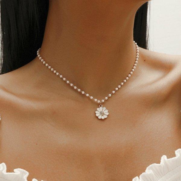 

Fashion Daisy Flower Enamel Bracelet for Women Choker Necklace Bohemian Sunflower Stackable Hand String Jewelry Adjustable