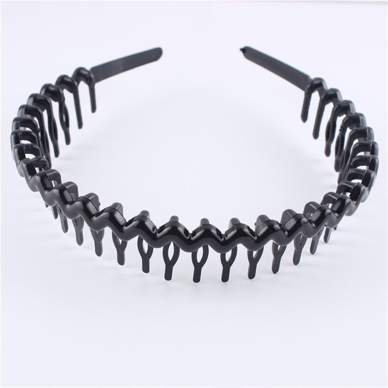 Men's & Women's Black Wave Headband: Sporty, Simple, with Teeth for Slicked Back Hair and Face Washing.