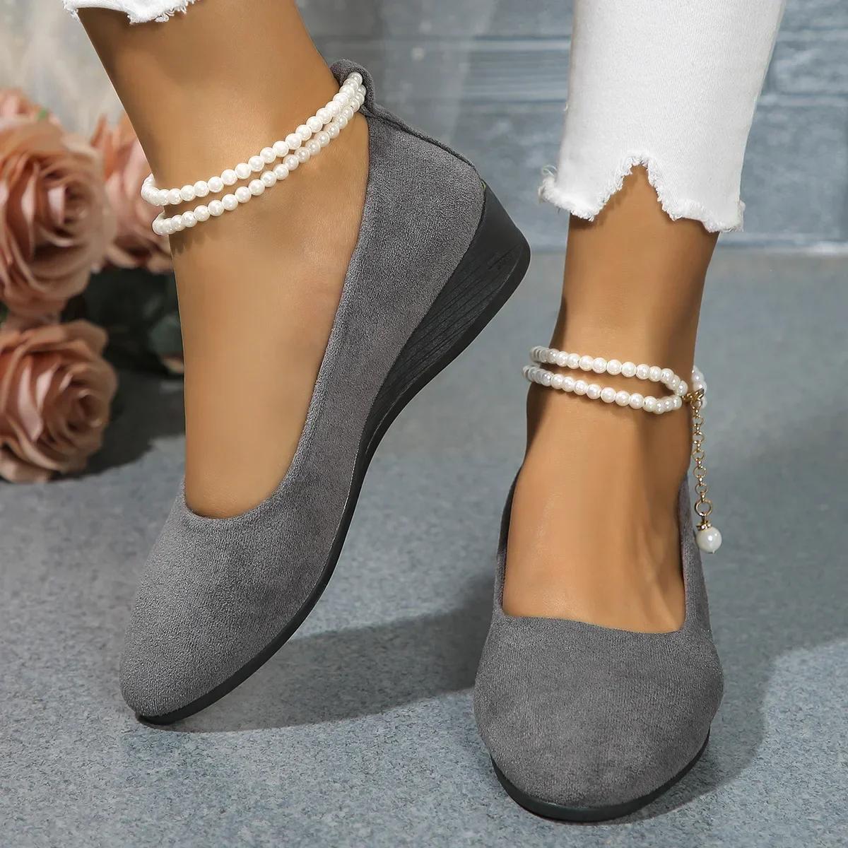 Летние удобные повседневные однотонные туфли в стиле ретро с круглым носком и бантом женские туфли с неглубокой горловиной дышащие легкие туфли на танкетке и платформе 36 1750₽