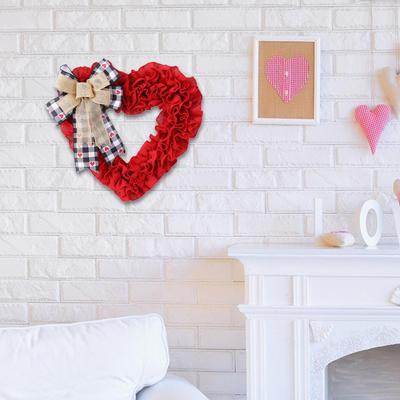 Heart Shaped Wreath Valentine's Day Wreath Multifunctional Portable Hanging Ornament for Wedding Party Anniversary Decor
