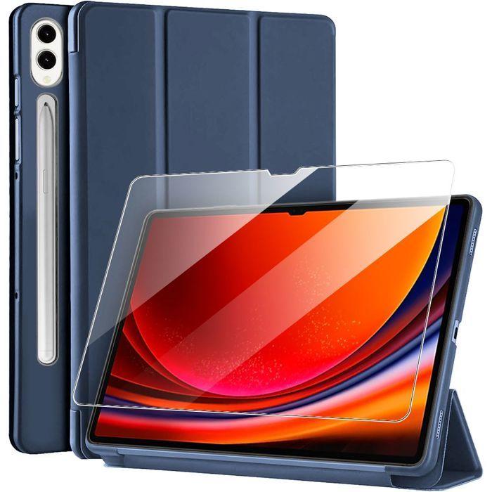 Coque + Verre Trempé - E.F.Connection - Samsung Galaxy Tab S9/S10 Plus - Antichoc - Bleu Foncé - 12,4 Pouces