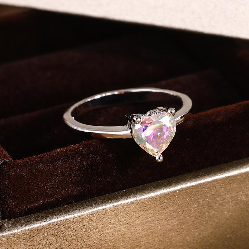 Simple Fashion Love Shaped Ring for Women's Party Jewelry Wedding Sterling Silver Jewelry Party Ring Anniversary Gift