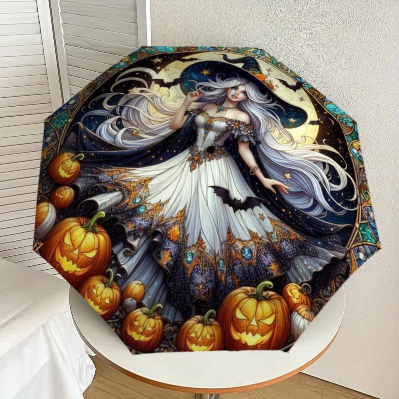 

1pc Halloween Witch Automatic Folding Umbrella - Compact 8-Rib Design,Perfect Gift for Friends & Family yy250926081