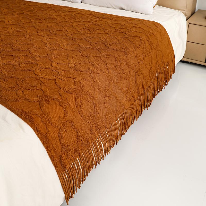 American-Style All-Season Wool Knitted Jacquard Throw Blanket