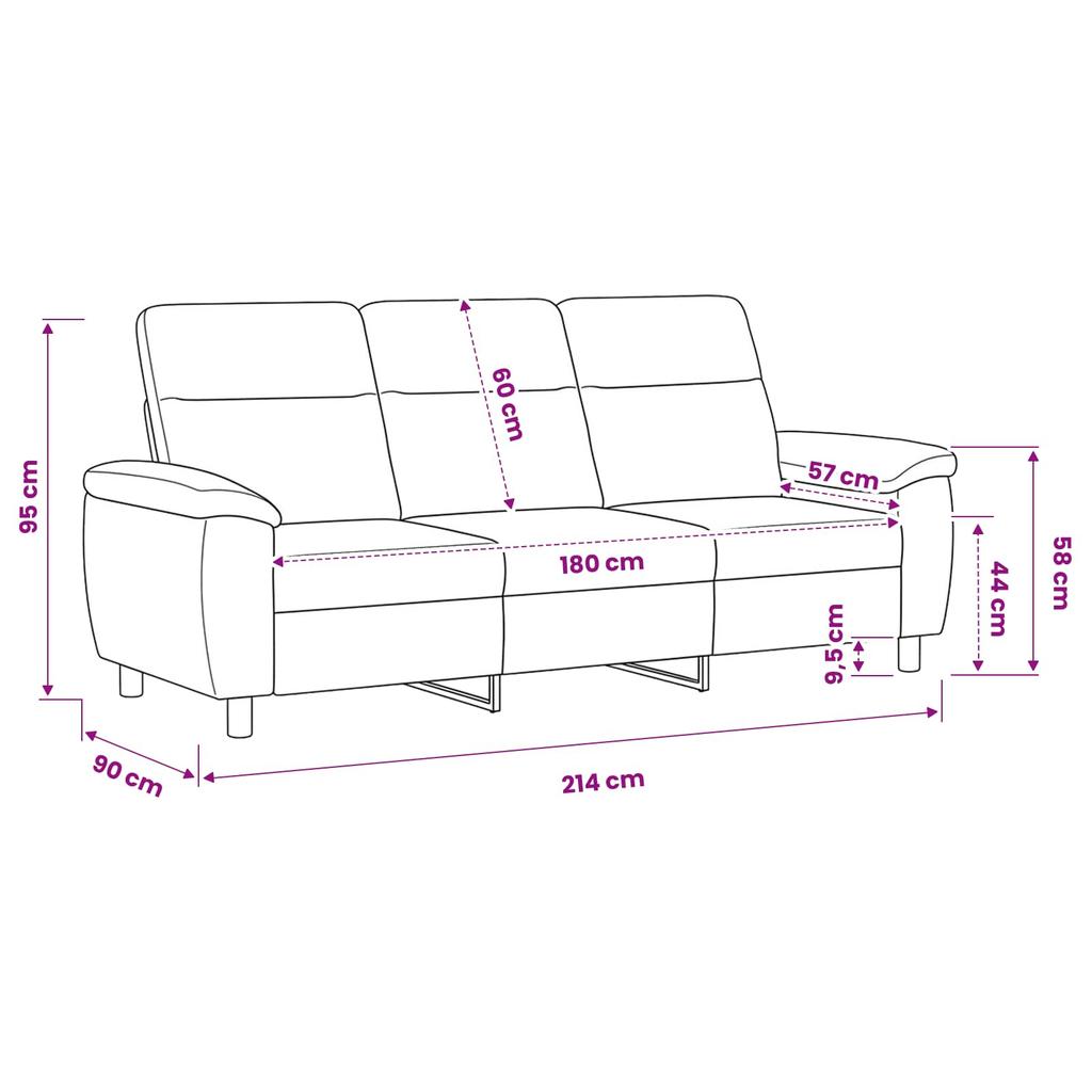 Sofa Brown 214 x 90 x 95 cm Faux Suede