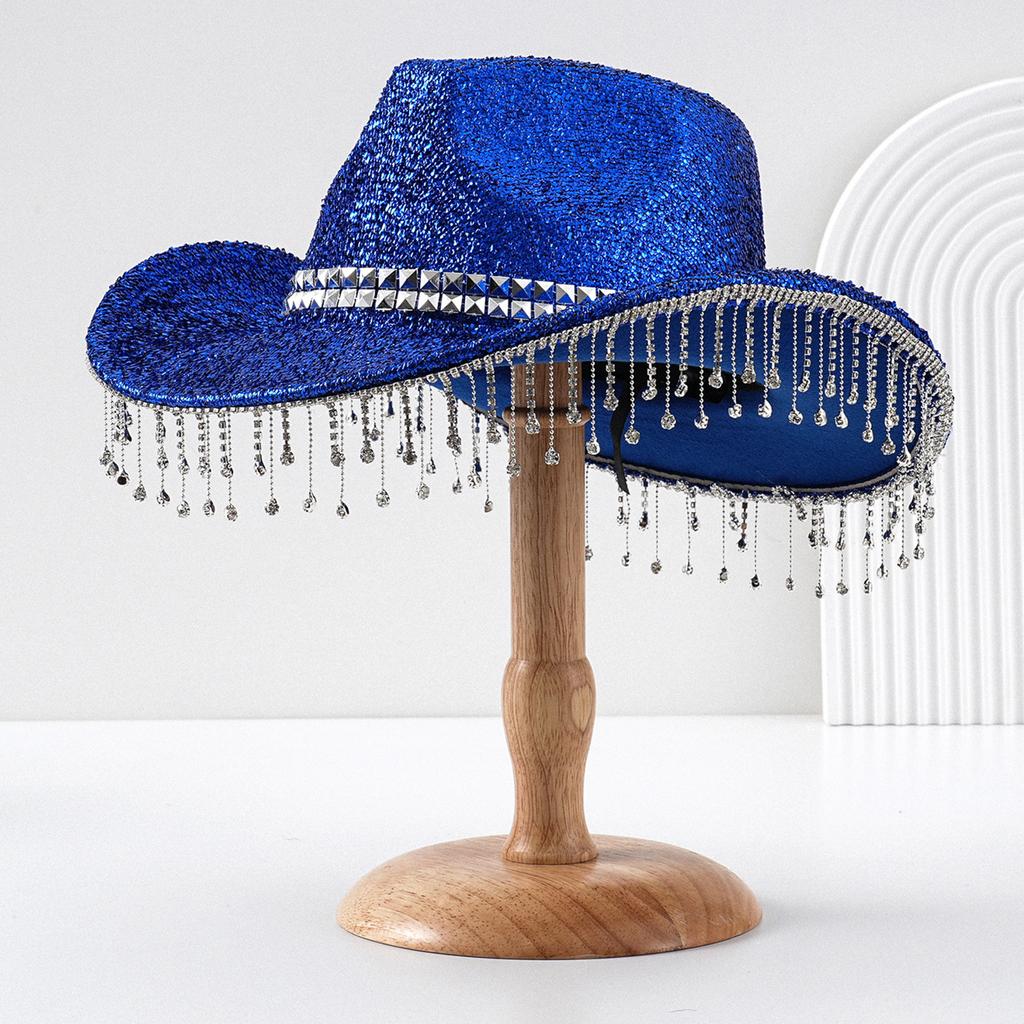 Hatt med fransar och diamanter för vuxna tonåringar, karnevalspartyhatt med glittrande puder för formellt evenemang, fotoaccessoar