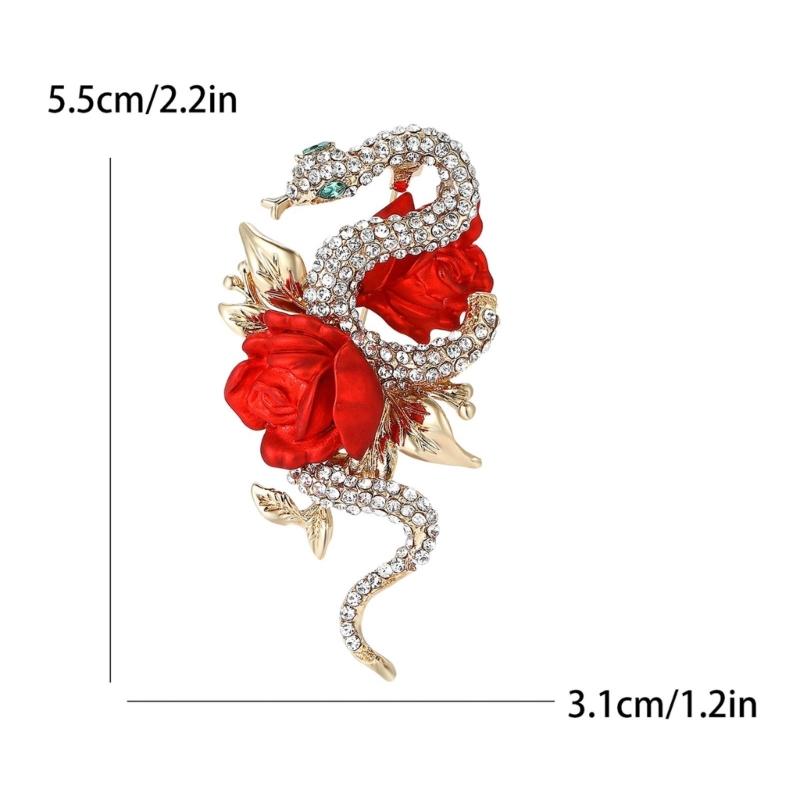 Unique Rose and Snake Brooch Chic Rose And Snake Brooch Artistic Badge Designed For Elites And Artistic Women
