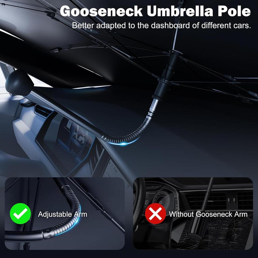 Car Windshield Sunshade Umbrella – Sun Shade For Car Windshield Blocks UV Rays & Heat, Keeps Interior Cool, Foldable Sun Visor Cover With Universal