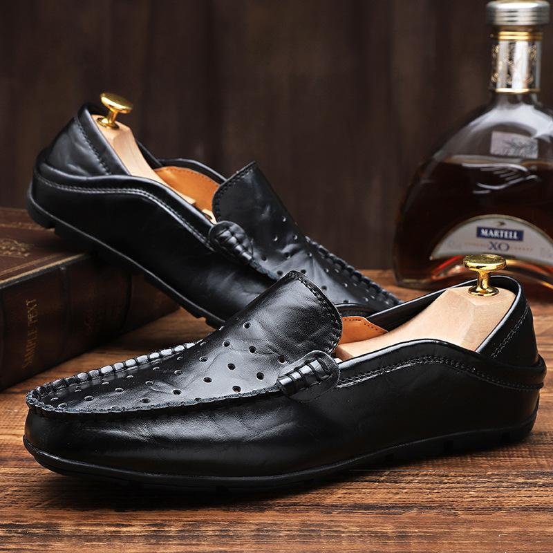 Fashion Autumn Summer Men's Casual Leather Shoes 2025 Soft Leather Business Flat Shoes Comfortable Slip-On Men's Loafers Wedding Party
