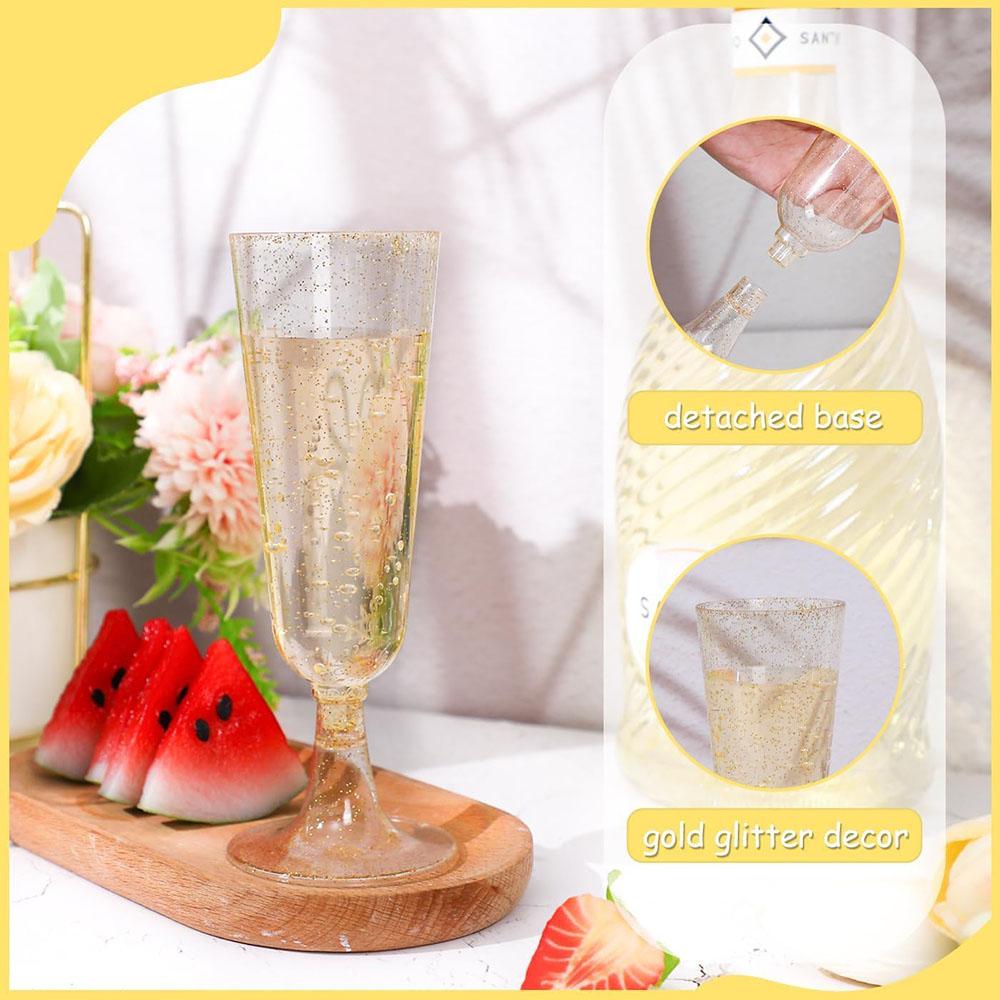 50/25pcs 150ml Disposable Cups Sparkling Champagne Bar Cups Plastic Champagne Flutes Clear Toasting Glasses for Weddings Party