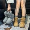 Thick-soled snow boots, new winter velvet thickened warm retro buckle with big head cotton boots