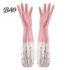 Warm Household Cleaning Gloves Long Sleeves Dishwashing Gloves, Thick Fleece Lining Non-Slip Silicone Rubber for Kitchen And Bath Reusable Waterproof