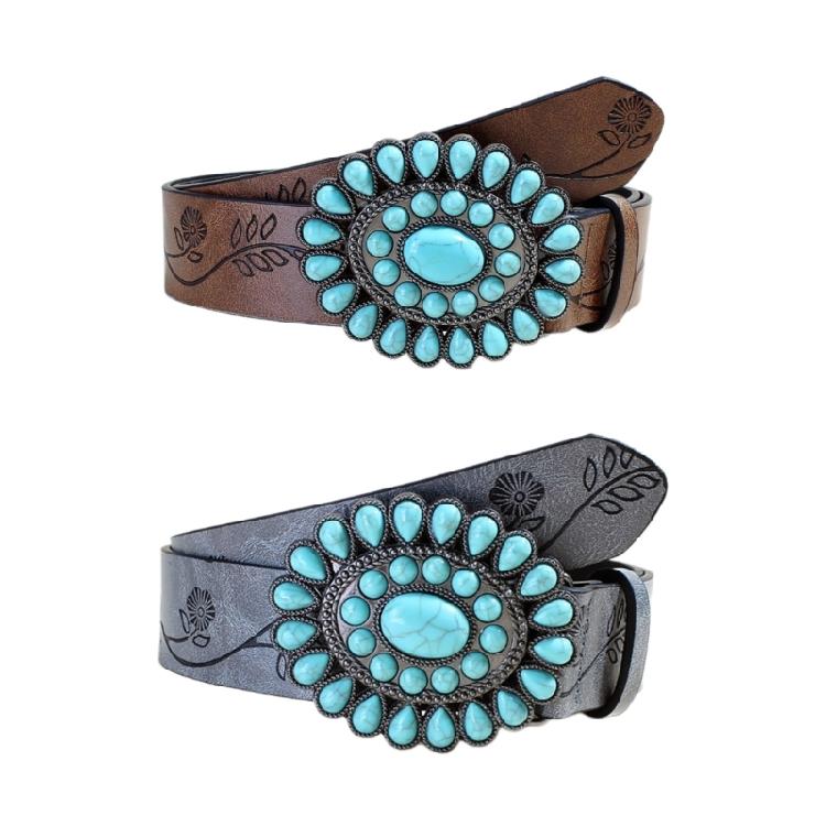 Girl Belt Cowgirl Embossed Waist Belt Rock and Roll Retro for Jeans Dress