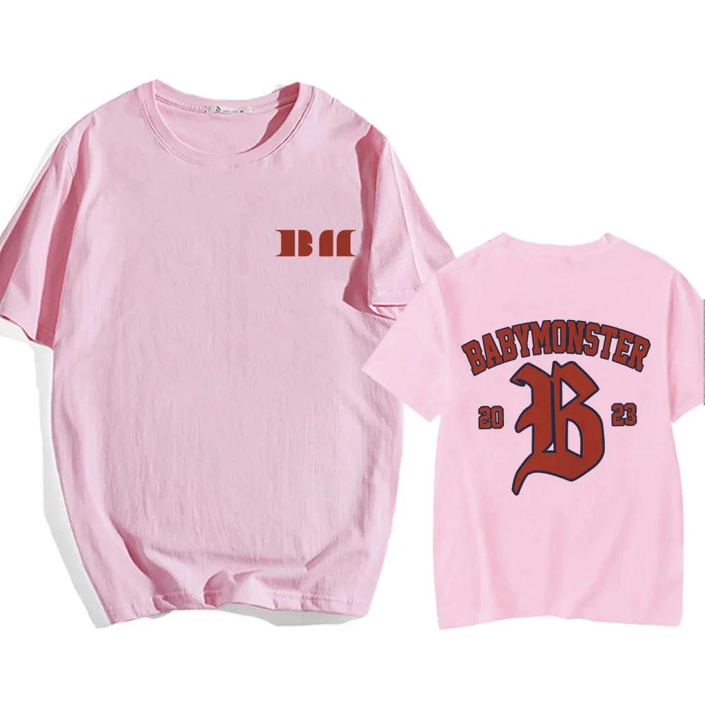 BABYMONSTER Kpop Tshirt Korean Fashion Popular Letter Print Summer Short Sleeve Tee T Shirts Women Unisex Hip Hop Trend Clothes S