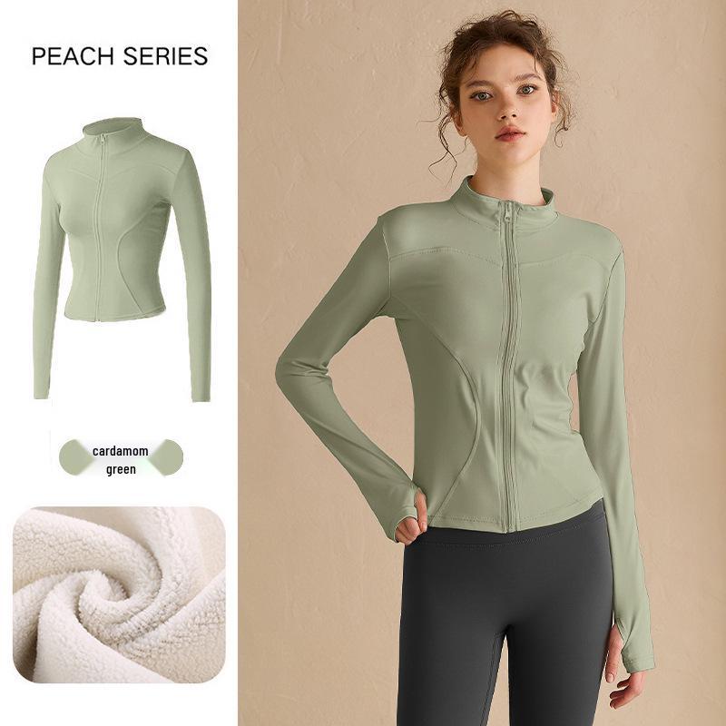 

Women s Autumn Slimming Sports Jacket with Velvet - High-End Long Sleeve Yoga Top XXXL