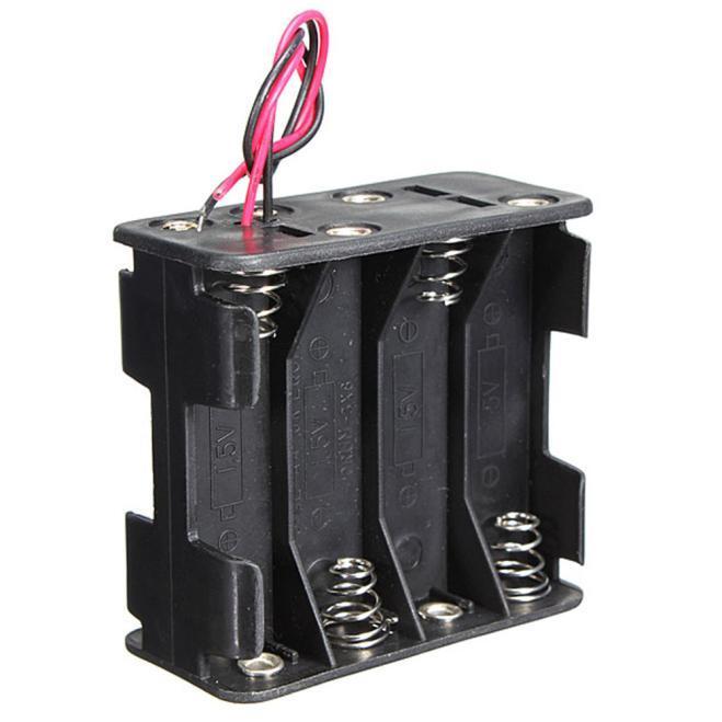 

1Pc 8 AA 2A Battery 12V Clip Holder Black Box Case with Wire Leads