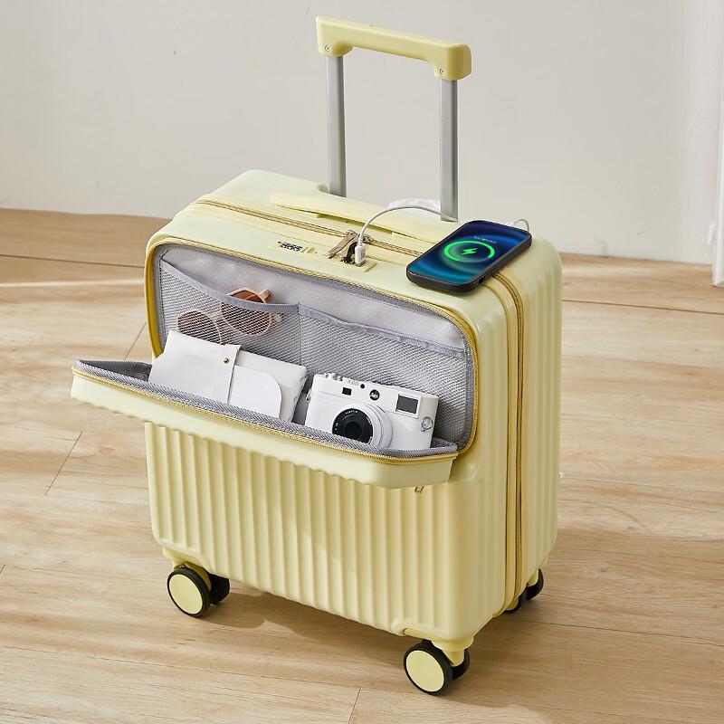 Front Opening Carry-On Luggage with USB & Cup Holder