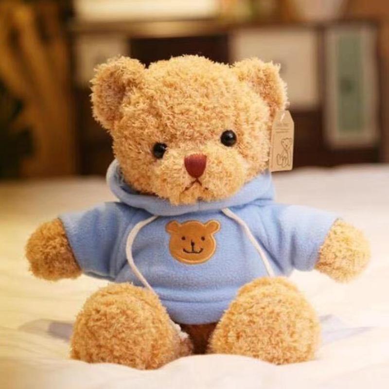 Ursuleț de pluș lucrat manual de 30 cm, jucărie de pluș drăguță cu haine schimbabile, ursuleț maro umplut, pluș moale de îmbrățișat, păpușă, cadouri de Crăciun pentru copii