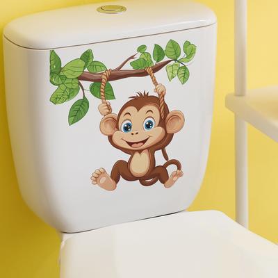 Scimmie Giocose Cartoni Animati Bagno Bagno WC con Adesivi Decorativi per l'Abbellimento della Casa