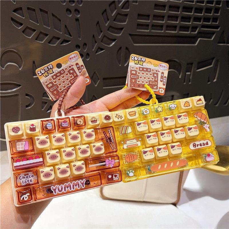 26-Key Stress Relief Button Fidget Toy Cute Portable Decompression Pendant Suitable for School Office Travel