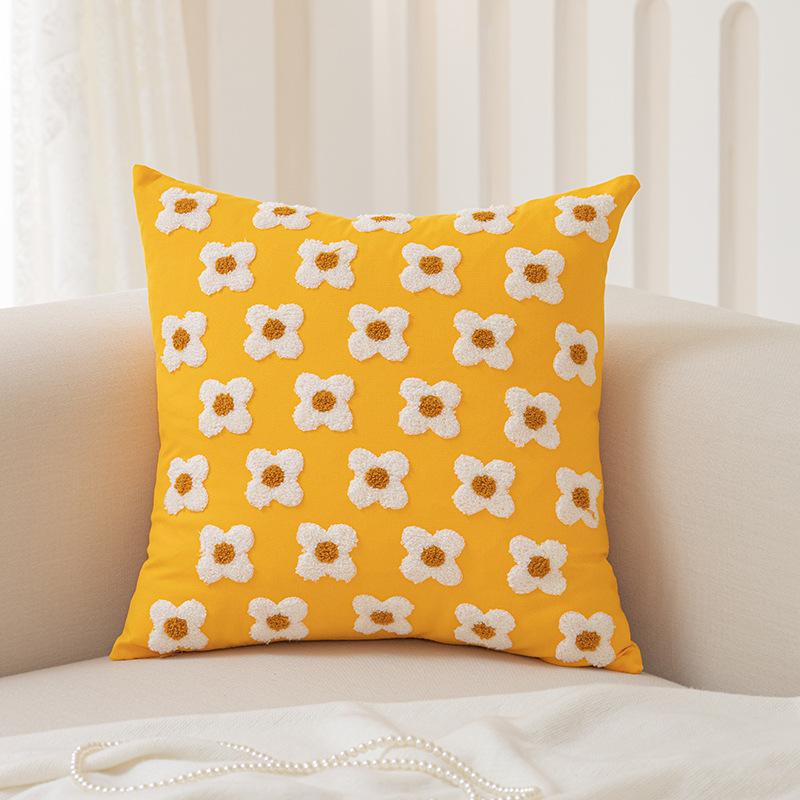 

Подушка с вышивкой «Ромашка», современная простая подушка для домашнего декора, наволочка, однотонная диванная подушка для гостиной 45 * 45cm жёлтый