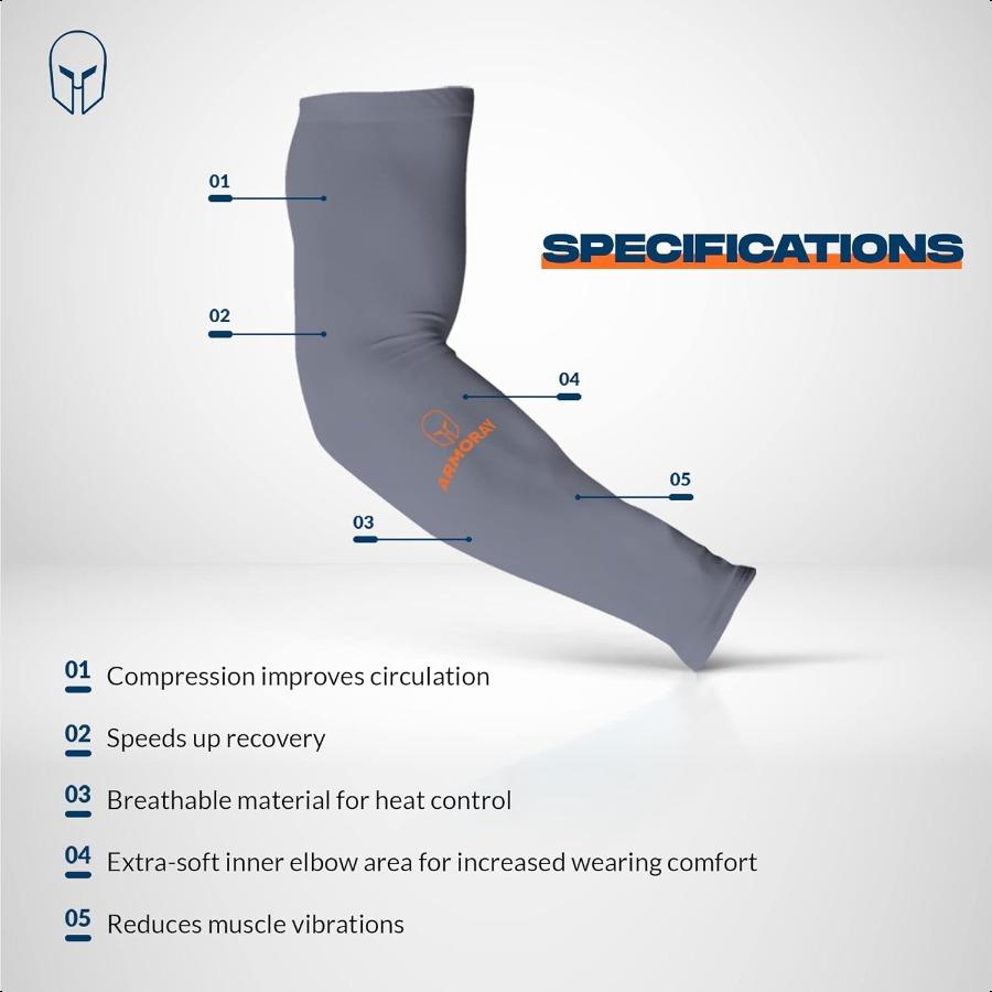 ARMORAY Arm Sleeves for Men or Women Anti Slip Basketball Golf Running Football Cycling