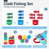 Montessori Fishing Toy for Toddlers Soft Fabric Play Mat with Fish & Stacking Buckets Early Learning Educational Game for Babies 1-3 Years Old