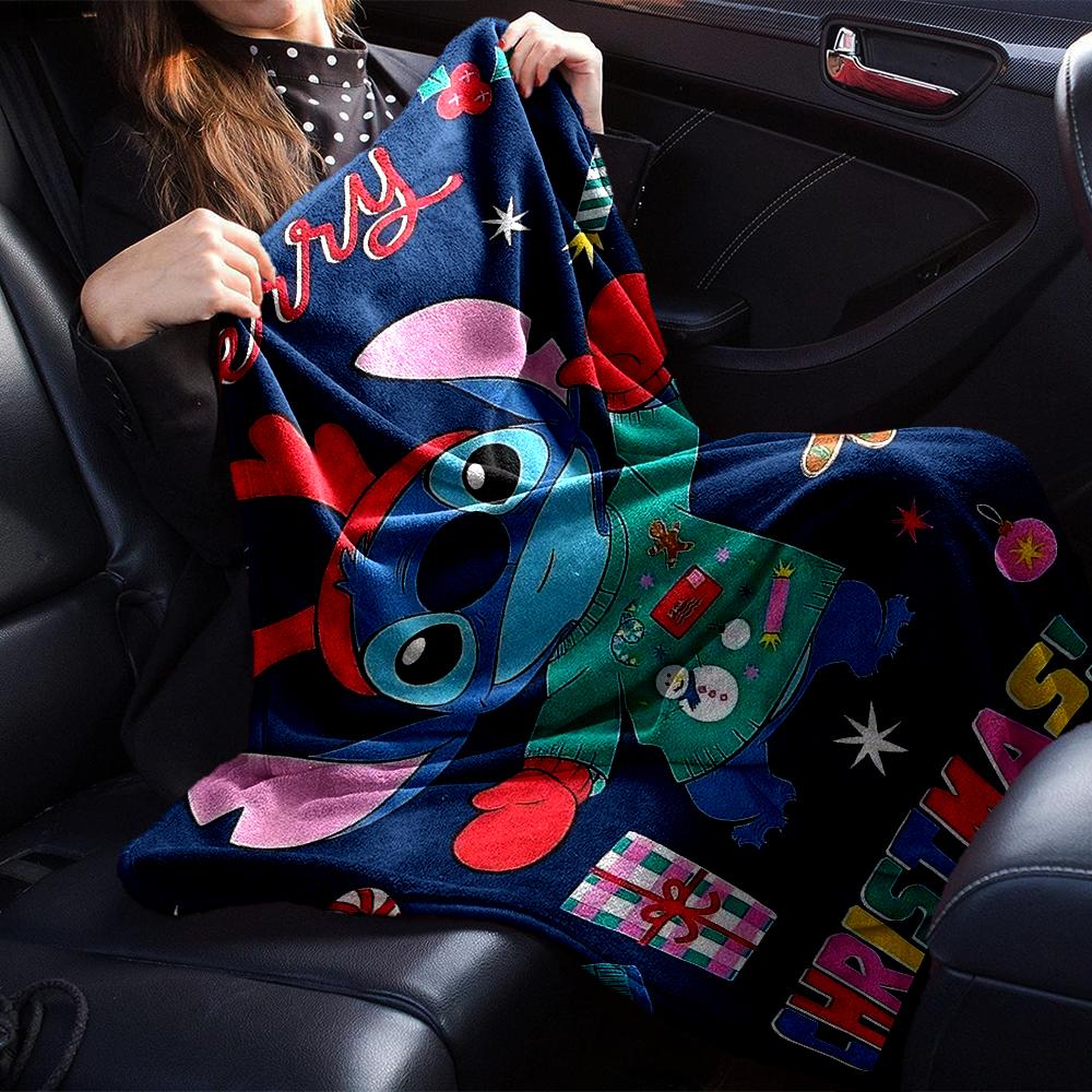 Merry Christmas Stitch Blanket Soft Throw Blanket For Home Bedroom Bed Sofa Travel Office Solid Christmas Blanket