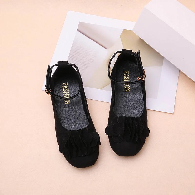 Frühling Herbst Kinder Auftritt Lederschuhe Mode Mädchen Prinzessinnen Uniform Hohe Absätze Knöchelriemen Kinder Schwarze Schulschuhe