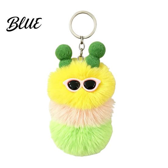 Plush Toy Keychain Sunglasses Caterpillar Keychain Soft Backpack Purse Colorful Accessory Bag Charm Stuffed Keyring Pendant Charm