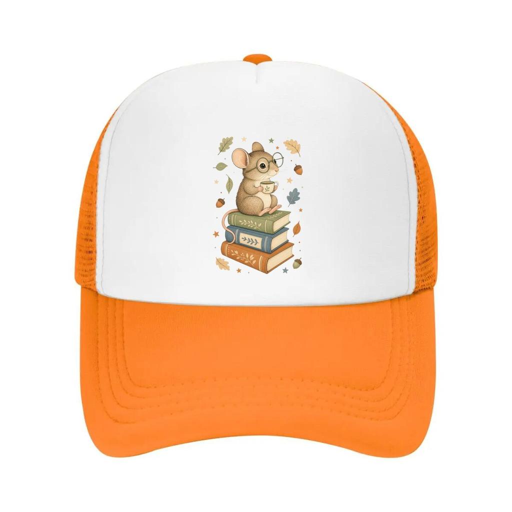 Whimsical Forest Mouse Study Time Mesh Baseball Cap Casual Hat Outdoor For Womens Unisex FeUnisex
