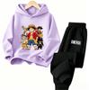 ONE PIECE Cartoon Printed Children's Clothing Set Boys and Girls Long Sleeve Hoodie Tights Sweatpants Sports Two Pieces