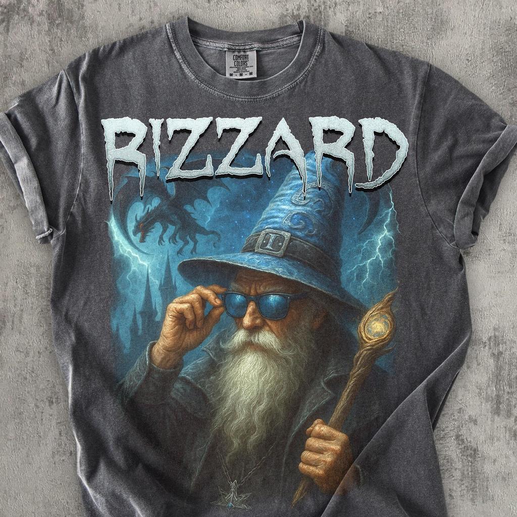 90s Retro Rizzard Wizard Vintage T shirt, Fantasy Wizard Dragon Catstle Shirt, Funny Comfort Colors Shirt, Dark Art Castle Magic Rizz Shirts