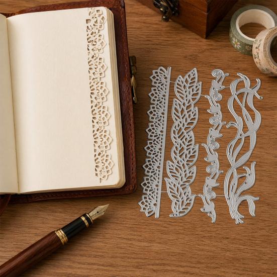 4PCS Cutter Mold, Flowers Plants And Vines Shape Cutting Dies, Sharp Carbon Steel Cut Stencils, for Scrapbooking And Card Making