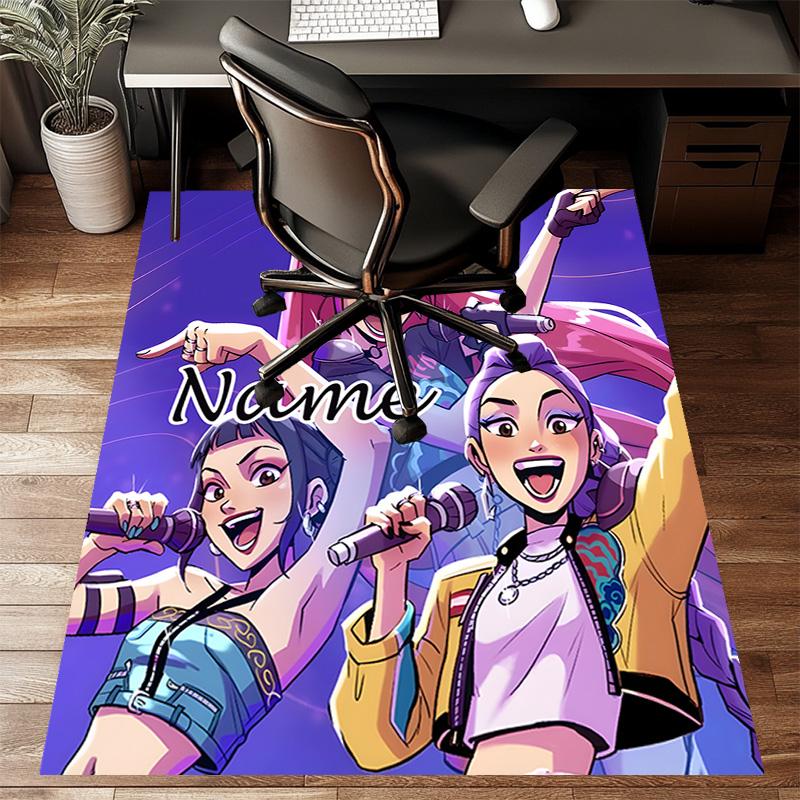 Custom KPop Demon Hunters Mat Personalized Name, Polyester Washable Indoor Entryway Rug, Gift for Christmas, Easter, Thanksgiving Day