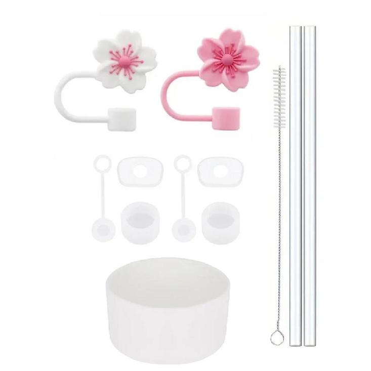 11Pcs Accessories Set for Stanley Cup Silicone Spill Proof Stopper Straw Cover Cap Reusable Straw 1 Cleaning Brush 40oz 30oz Cup Holders 5