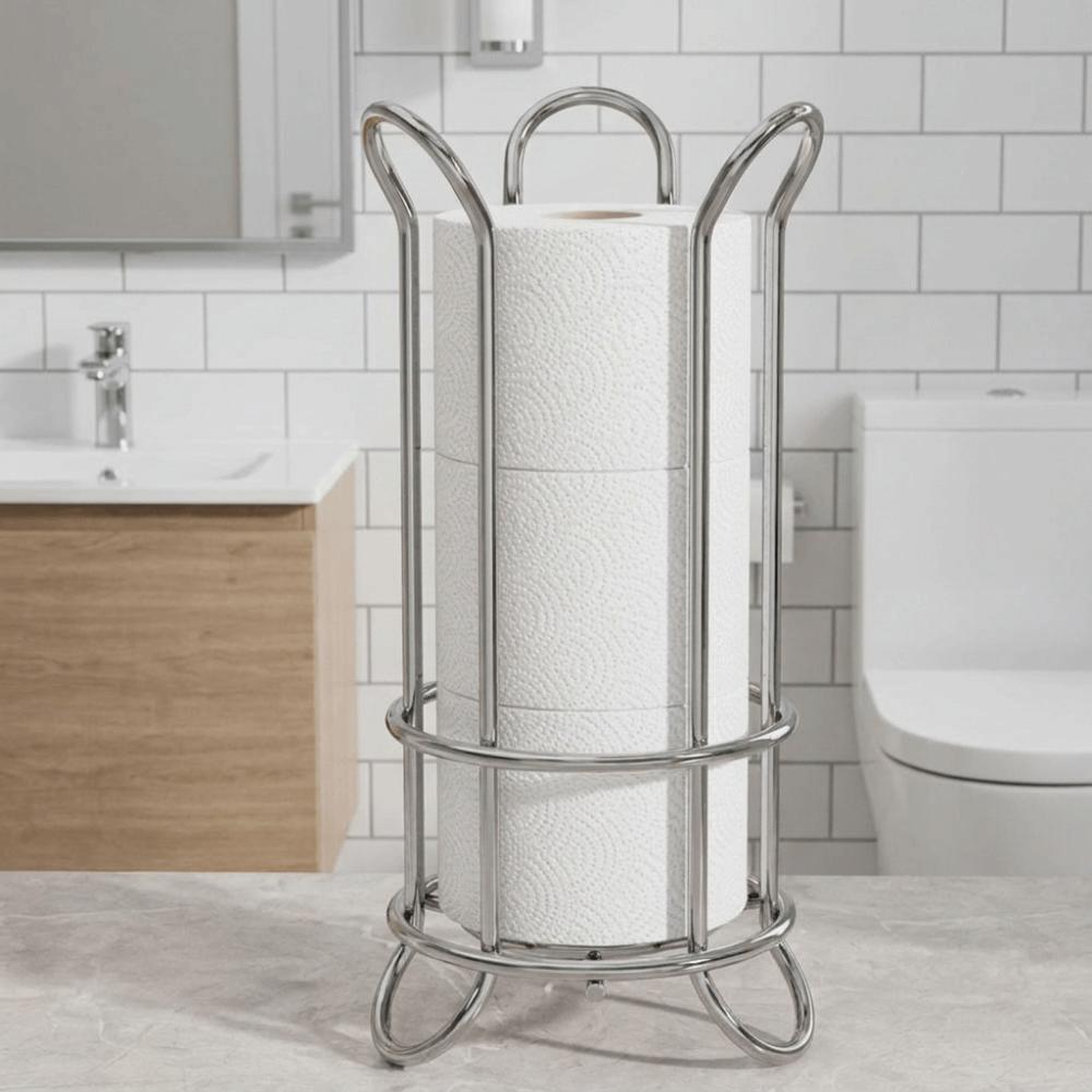 Dekorativer stehender Toilettenpapierhalter Eisen Toilettenpapierhalter Tissue-Aufbewahrungsregal Badezimmer
