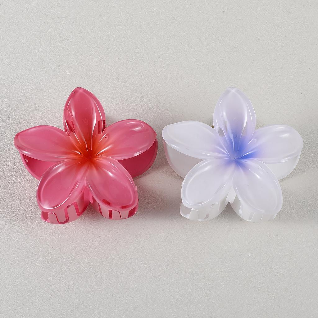 1/2Pcs Gradient Colored Flower Acrylic Hair Claws Clip Women Girls Sweet Hairpins Beach Hawaiian Style Hair Accessories