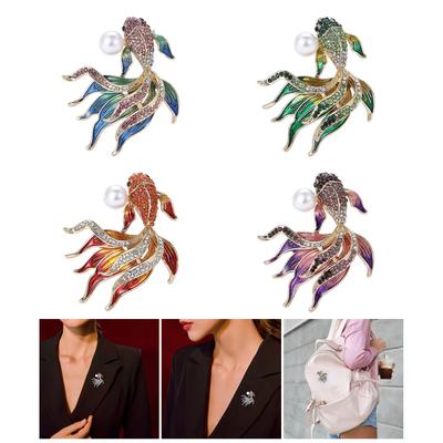 Fashionable Sophisticated Goldfish Lapel Pin with Dripping Oil Designs Contrast Accessory for Party Supplies Costumes