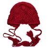 Herbst- und Winter-Doppellagen-Handhäkel-Strickmütze Böhmische Wollmütze mit Fransen Literarischer Mode-Trendhut