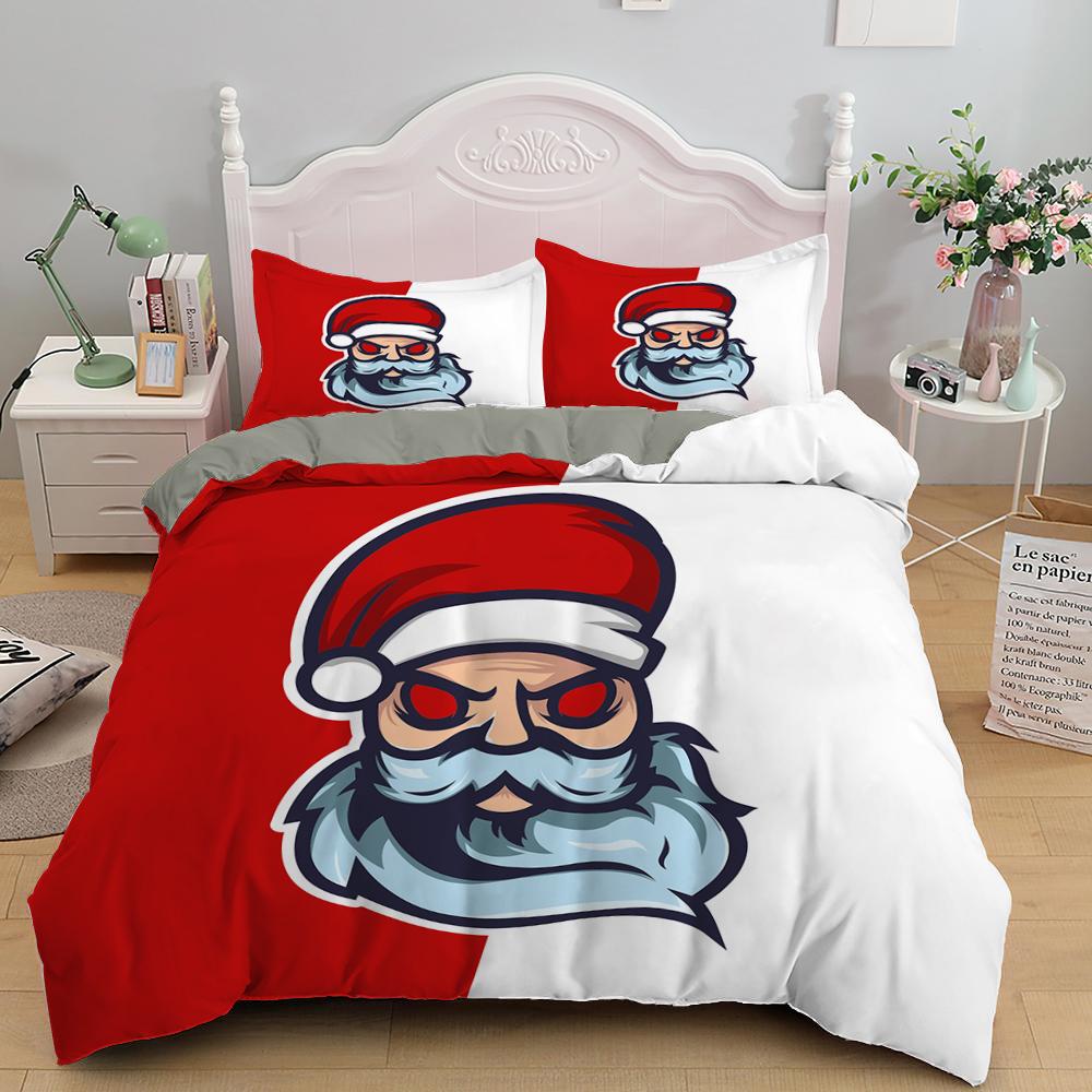 

Christmas Duvet Cover Set 3D Print Cute Santa Claus Polyester Comforter Cover King Queen Size For Kid Boy Girl Teens Bedding Set EU single(135x200cm)