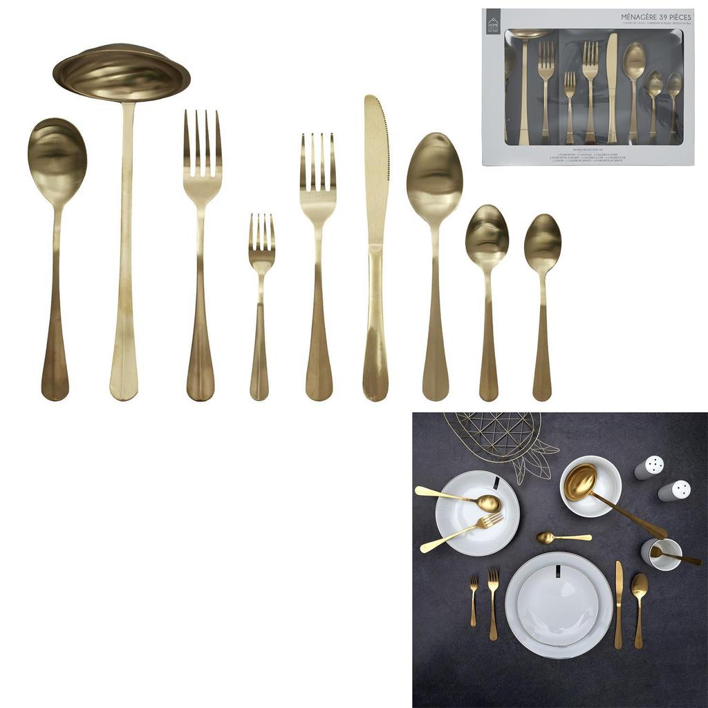 39-PIECE GOLDEN VINTAGE CUTLERY SET