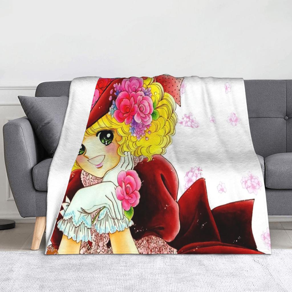 Anime Candy Candy Blankets Fleece All Season Kawaii Cute Girl Flowery Multi-function Thin Throw Blanket for Bed Office Quilt