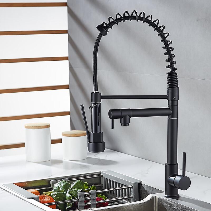 Black Electroplated Hot & Cold Spring Kitchen Faucet
