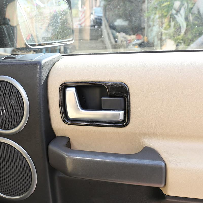 Per Land Rover Discovery 3 04-09 ABS cromato/Grana legno nero Auto Interno Maniglia Porta Ciotola Copertura Rivestimento Adesivo Auto