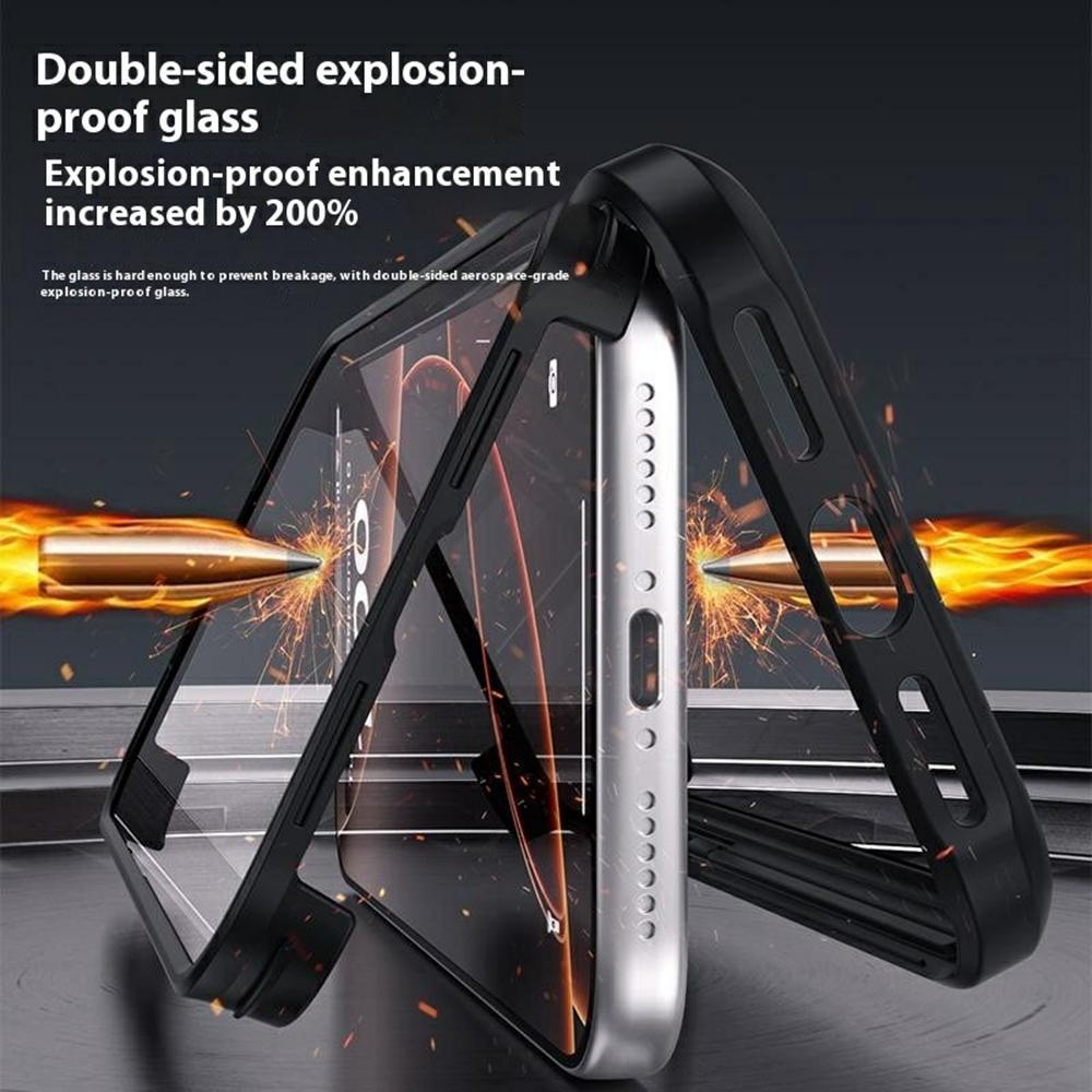 For iPhone 17 Pro Case Double-Sided Tempered Glass+Silicone+TPU Phone Cover