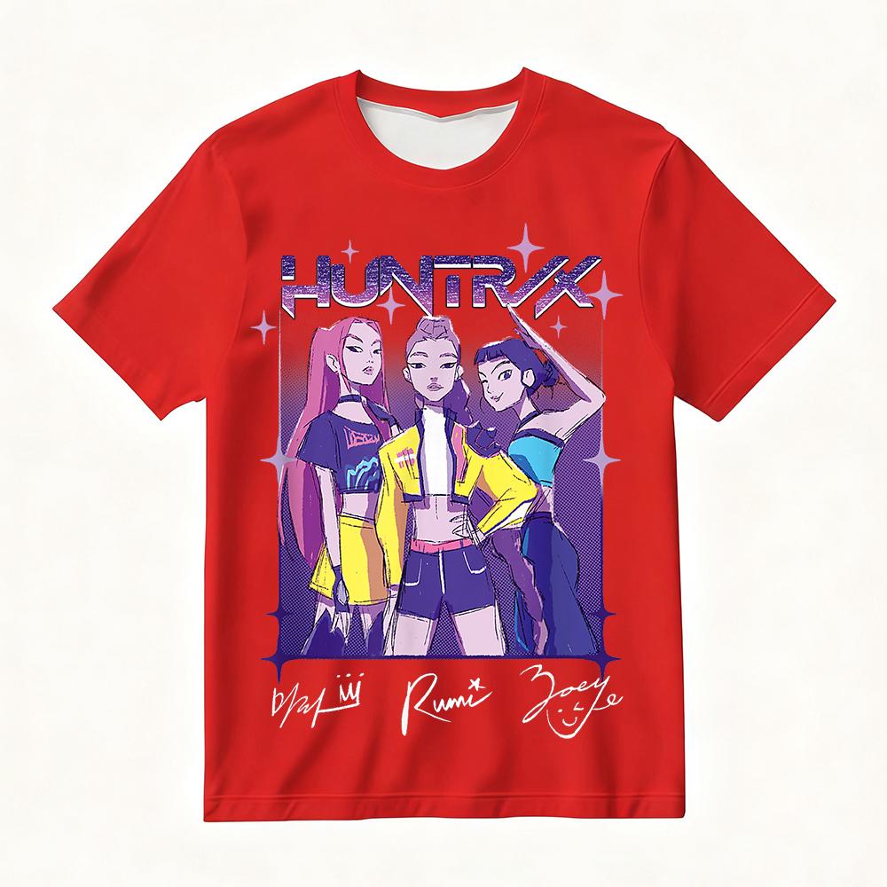 Women's KPop Demon Hunters Printed T-Shirt Summer Trendy Street & Various Occasions, Featuring HUNTRIX Group Characters Y2k Top