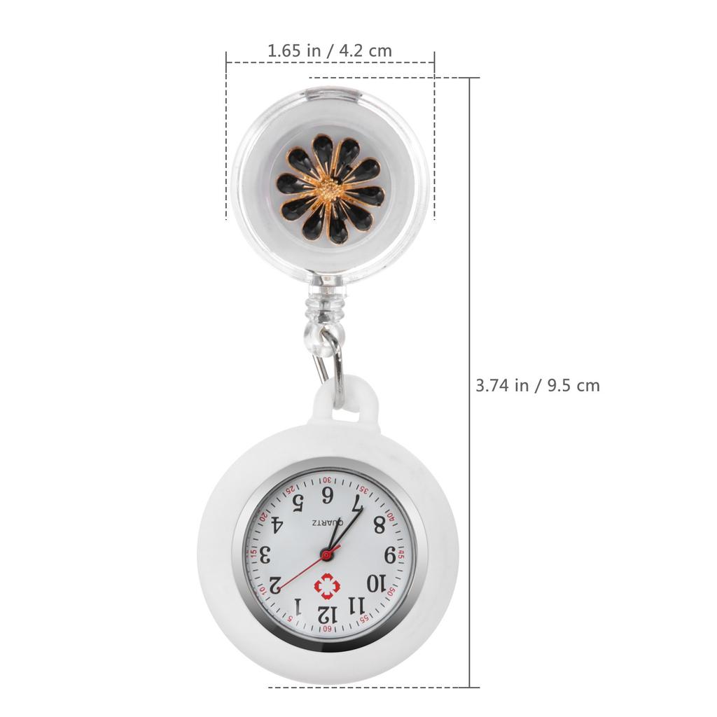 Nurse Watch Alloy Clip-on Pocket Watch Water Resistant Quartz Movement Clear Dial for Staff Nurses Paramedics