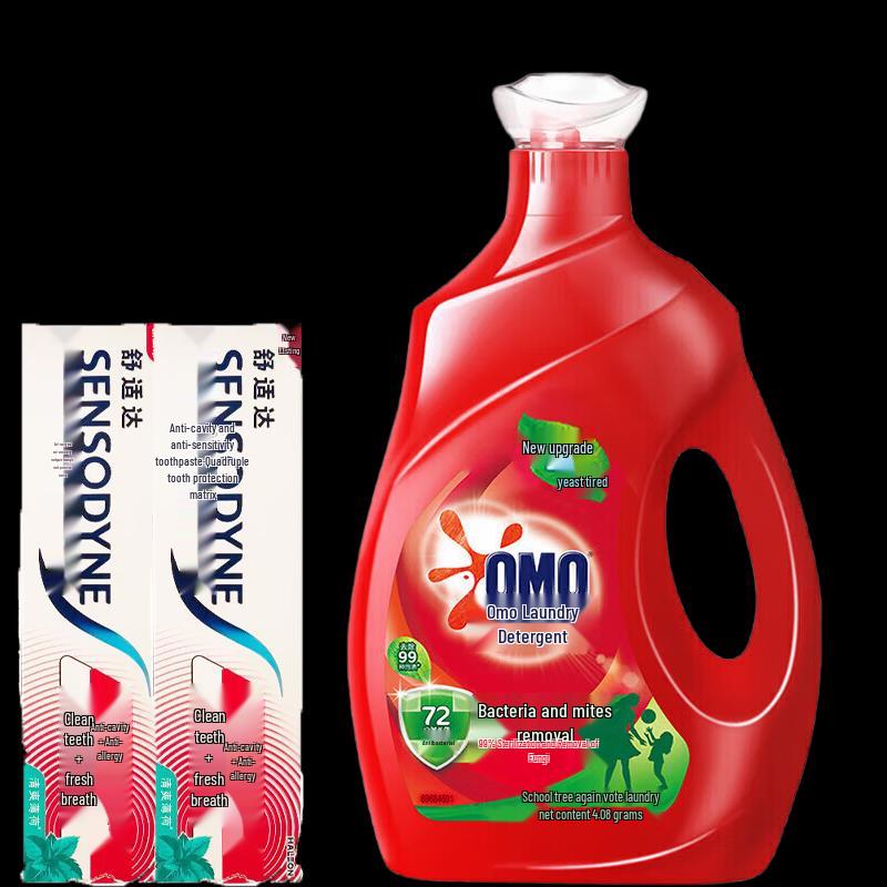 Sensodyne Fresh Mint Toothpaste (2x100g) & Omo Deep Clean Laundry Detergent (4.08KG)