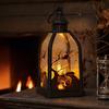 jijijing Halloween Candle Lantern, Decorative Spooky Witch Skeleton Pumpkin Tabletop Light for Haunted House, Front Porch, Gothic Home Party Decor